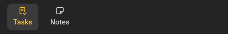 The artifact switcher with Tasks and Notes options