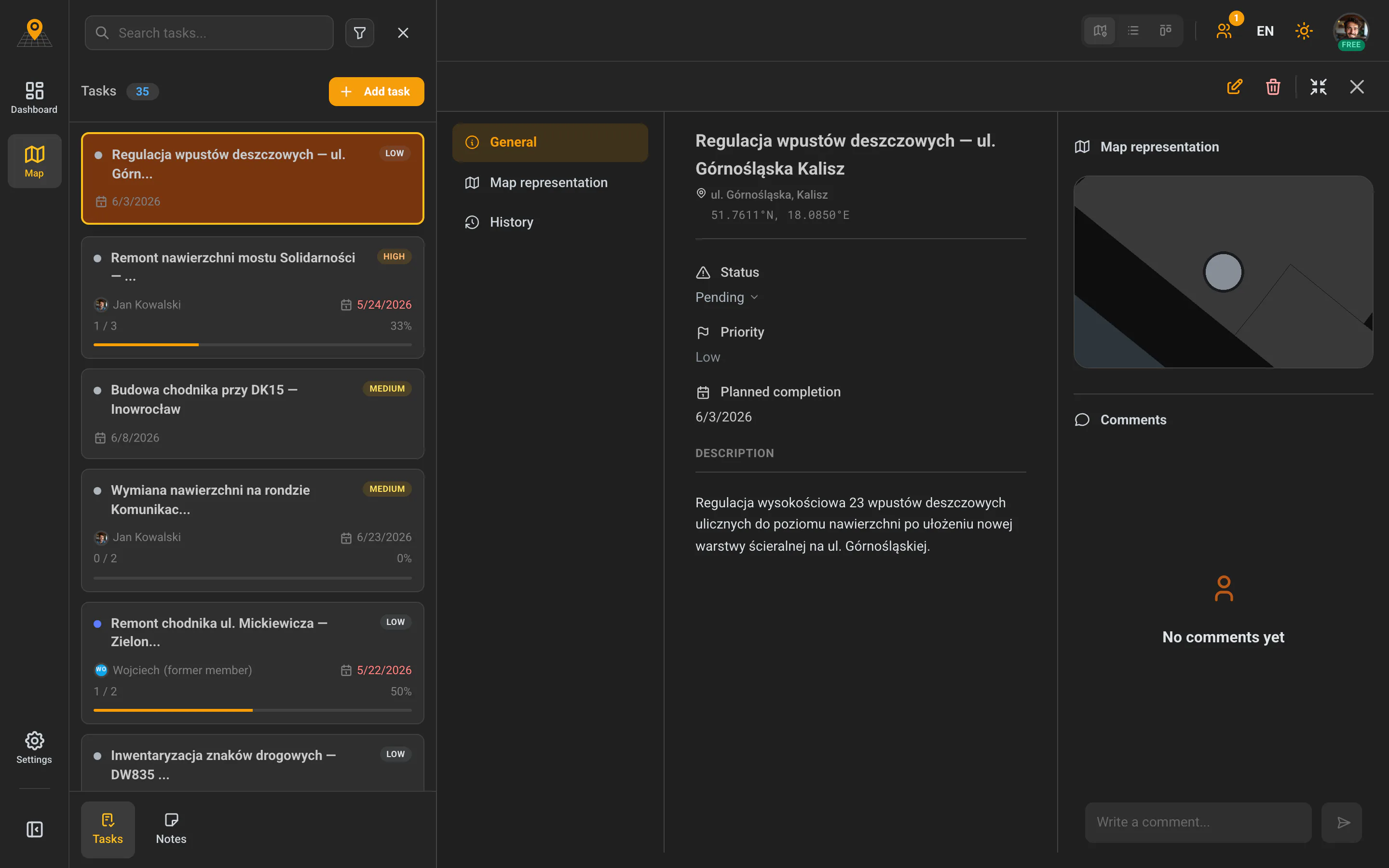 GeoMarkup — task details panel