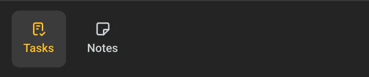The artifact switcher with Tasks and Notes options