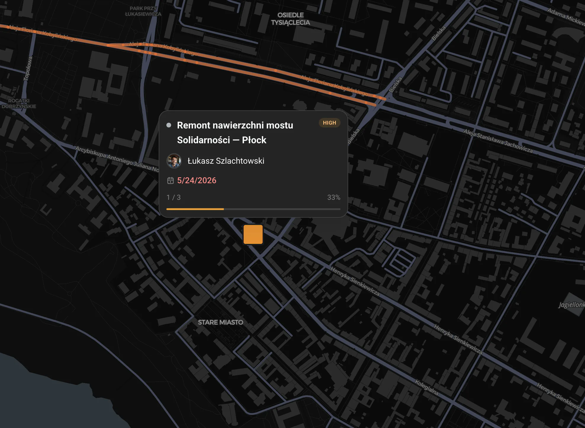 GeoMarkup — a task pinned to its exact spot on the map
