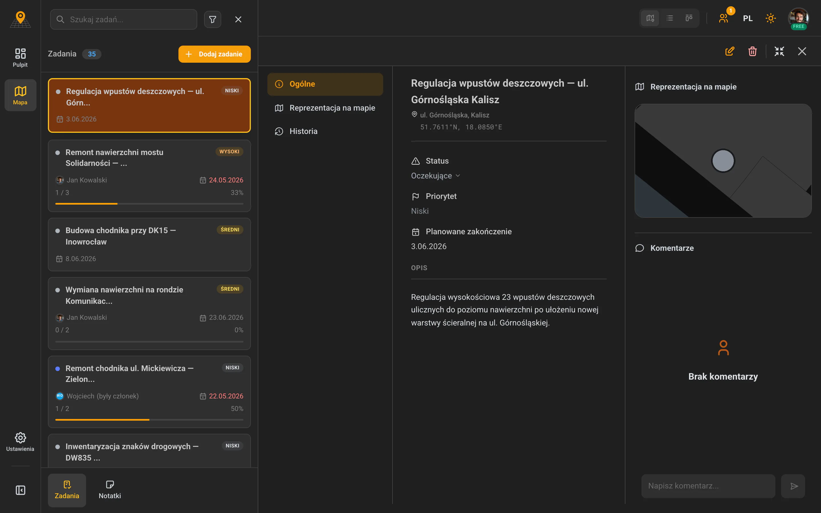 GeoMarkup — task details panel