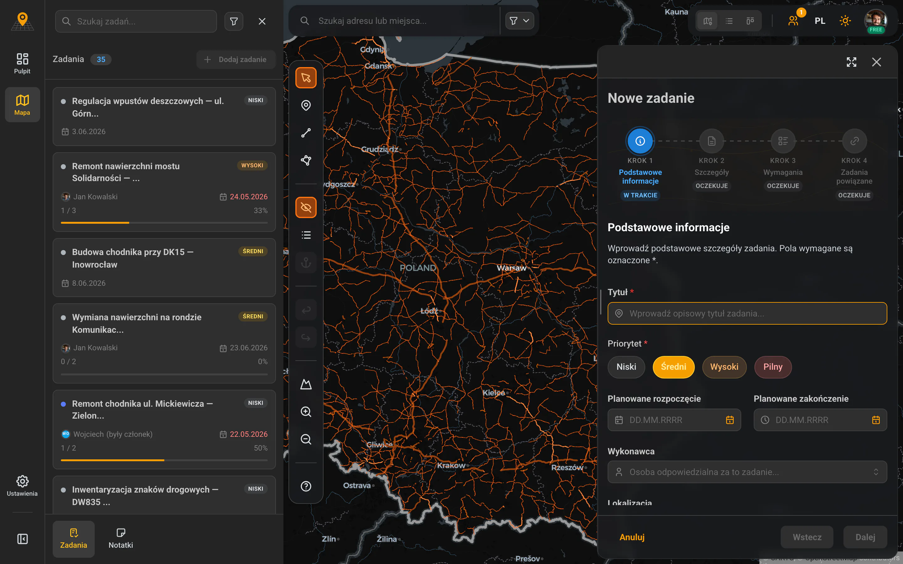 GeoMarkup — drawing a new task on the map