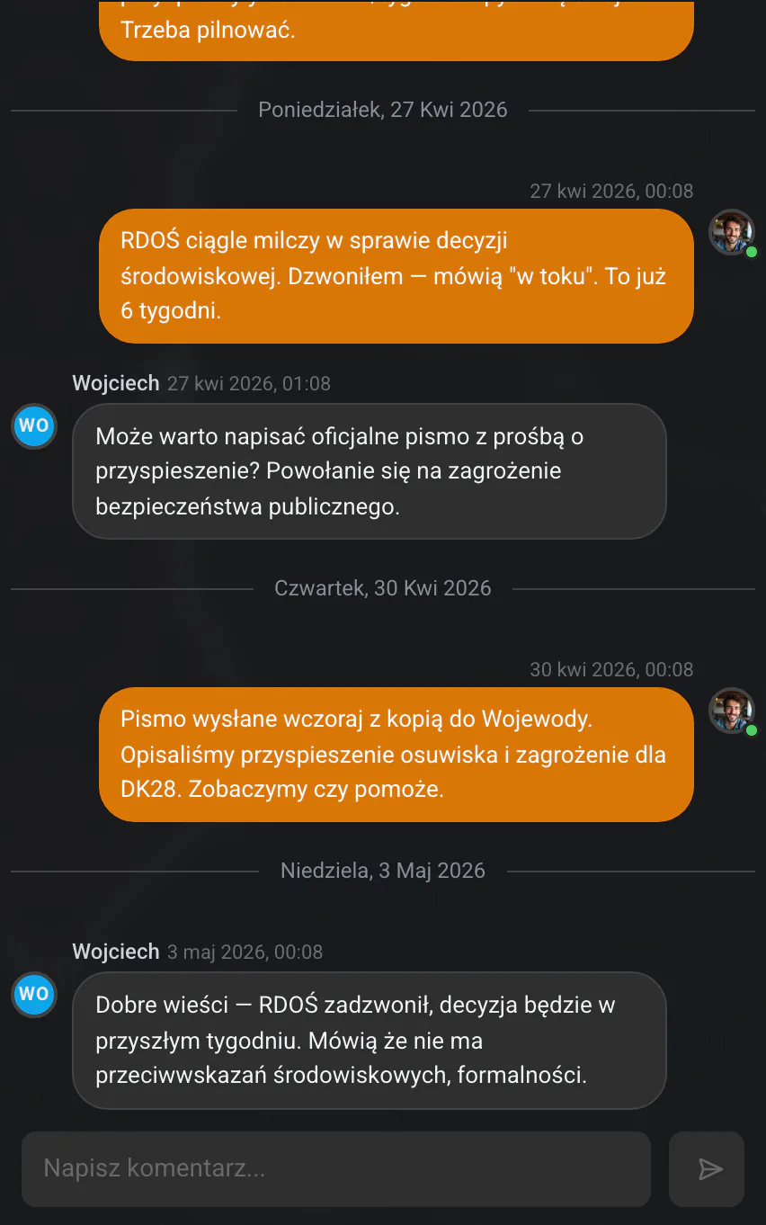 GeoMarkup — real-time comments on a task